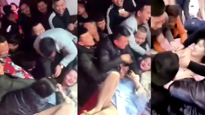  勁爆大瓜！婚禮現場新娘被伴郎們摸得好開心【這女的絕對可以約看下面簡階