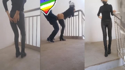 樓梯間後入緊身皮褲女鄰居，第二部